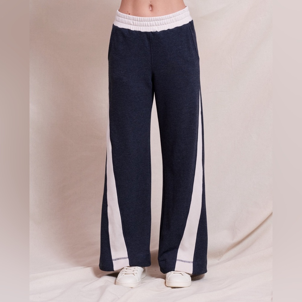 Sundry Navy and White Wide Leg Pants